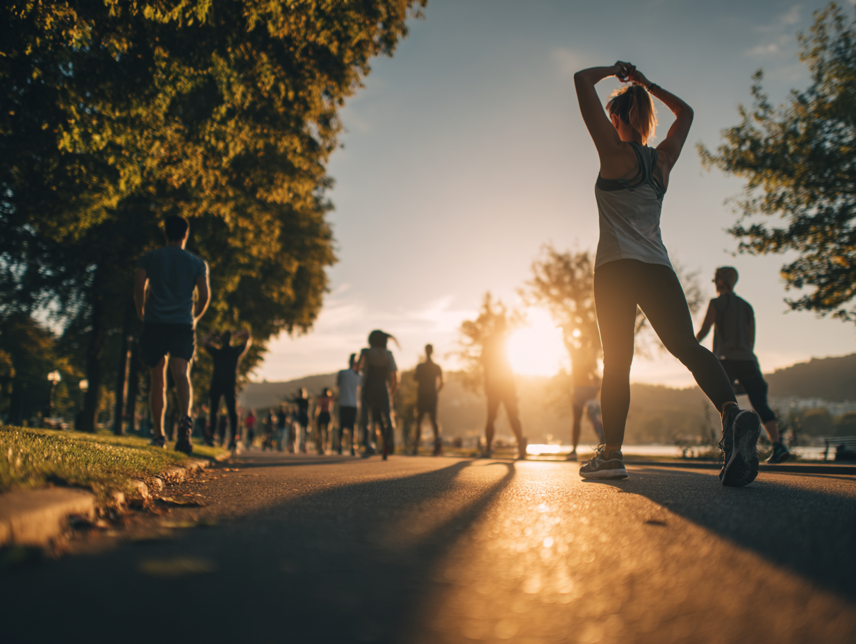 Люди різного віку займаються активністю на природі